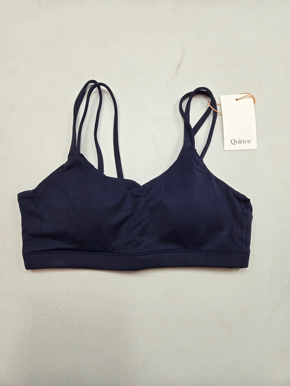 NWT QUINCE Scoop Neck Strappy Bra Deep Navy 9757